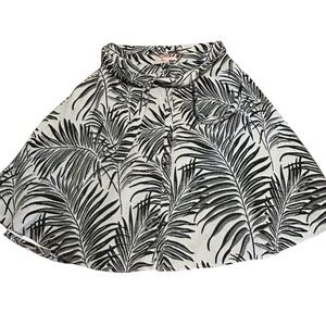 Anthropologie Hutch Tropical Fern Skirt Black White Sz 18W Lined Belt